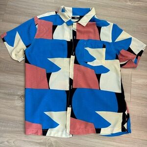 Fashion Nova men abstract colorblock shirt